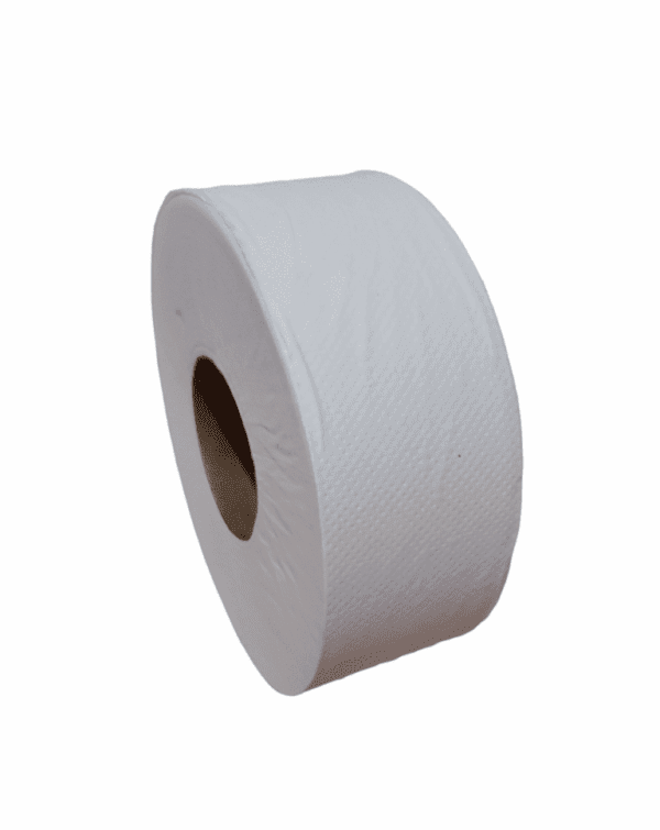 A plain white roll of toilet paper.
