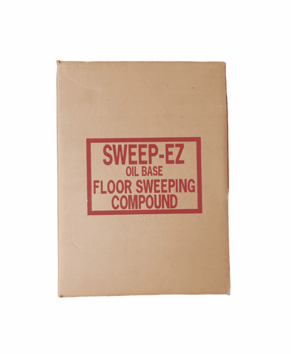 A brown bag of Sweep-Ez floor sweeping compound.
