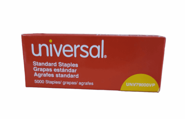 Box of Universal standard staples containing 5000 staples.