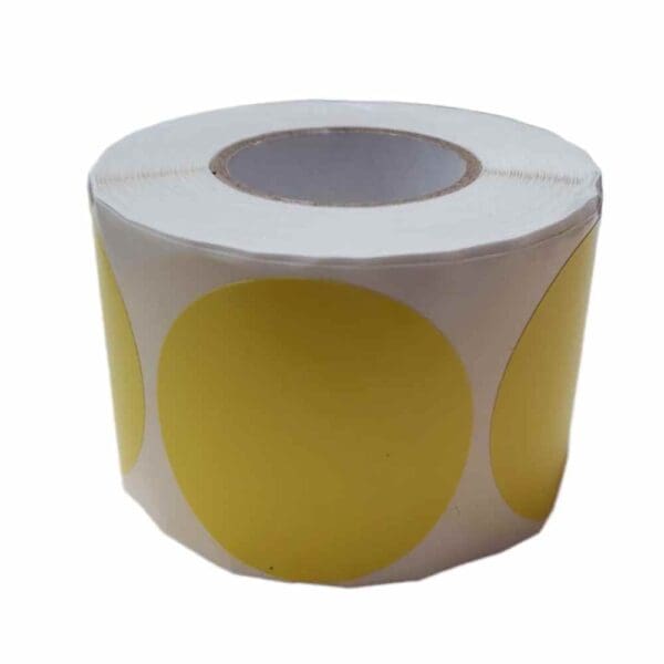Roll of yellow circular stickers.