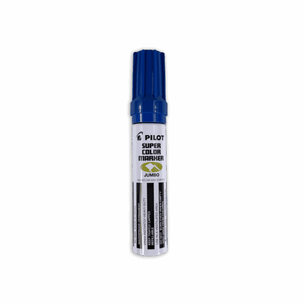 A blue-capped white marker pen with a fine tip.