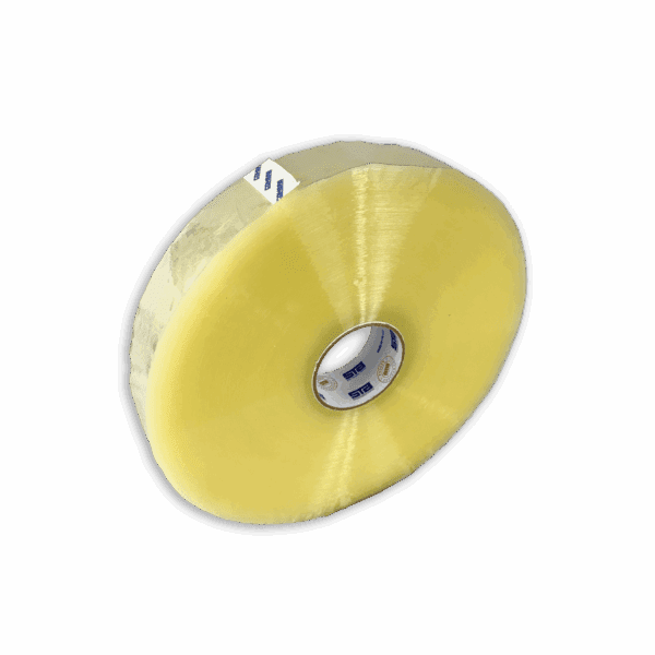 Two yellow adhesive tape rolls stacked together.