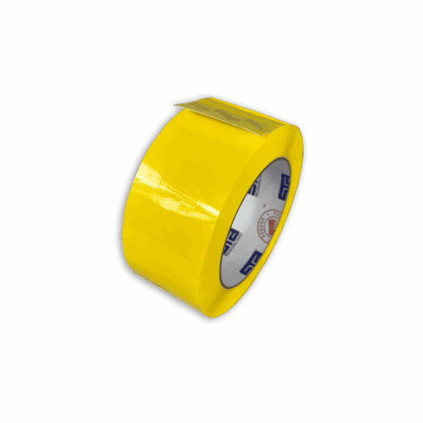 A roll of yellow adhesive tape.