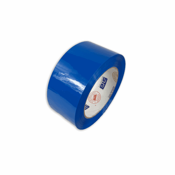 A roll of blue adhesive tape on a black background.