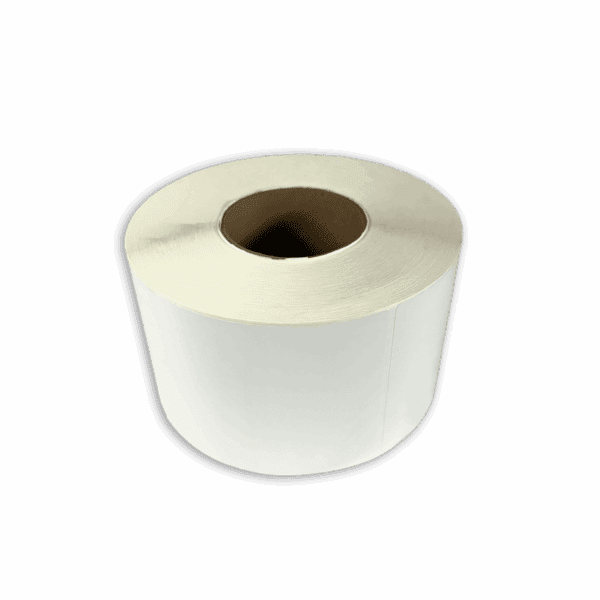 A roll of white toilet paper with a brown cardboard core.