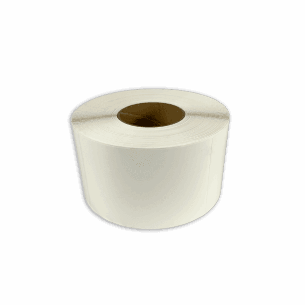 A roll of white toilet paper with a brown cardboard tube inside.
