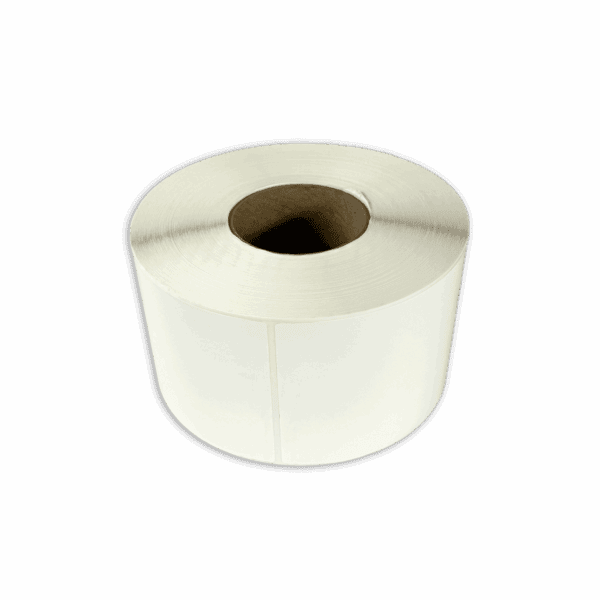 A single roll of white toilet paper isolated on white background.