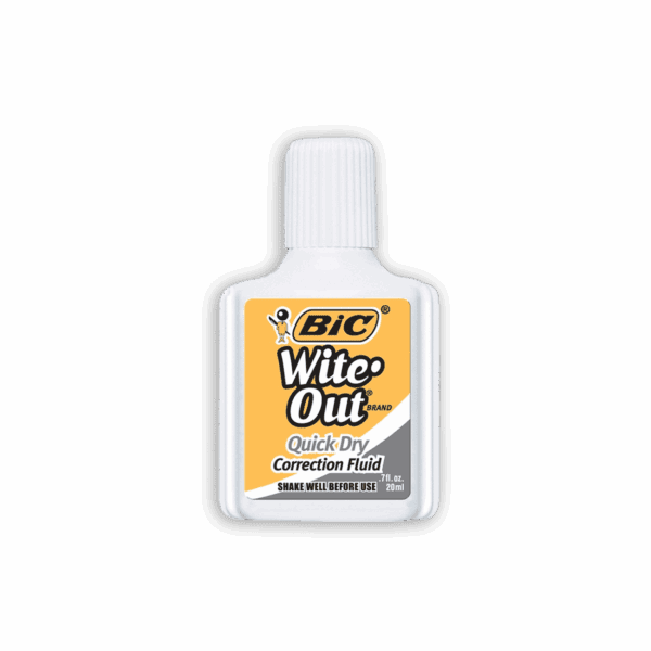 Bottle of BIC Wite-Out Quick Dry Correction Fluid.