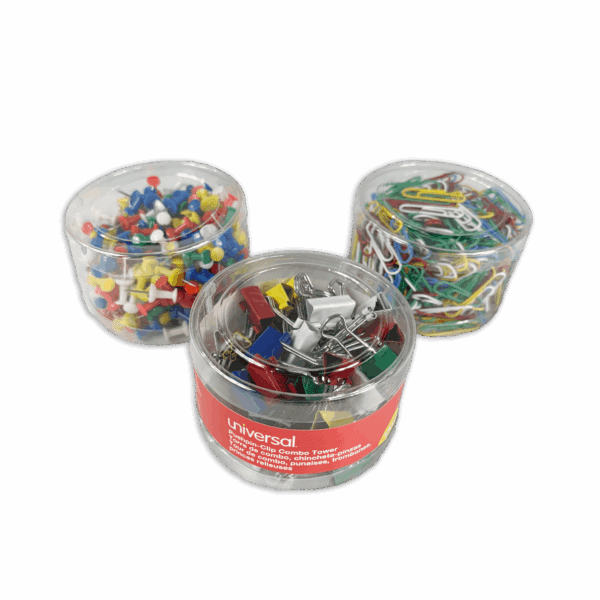 Three containers filled with assorted colorful LEGO pieces on a black surface.