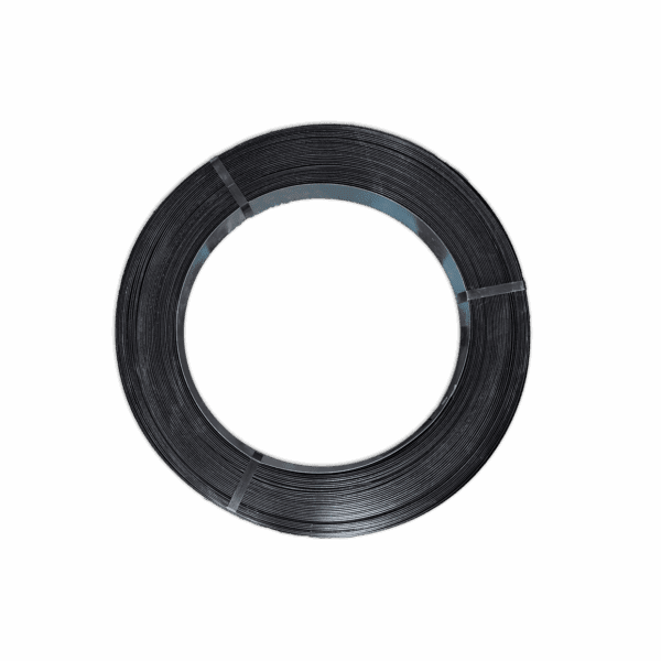 Coiled black cable neatly wound.