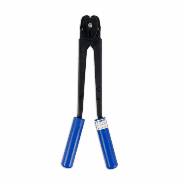 Black and blue handheld tool with handles and gripping jaws.