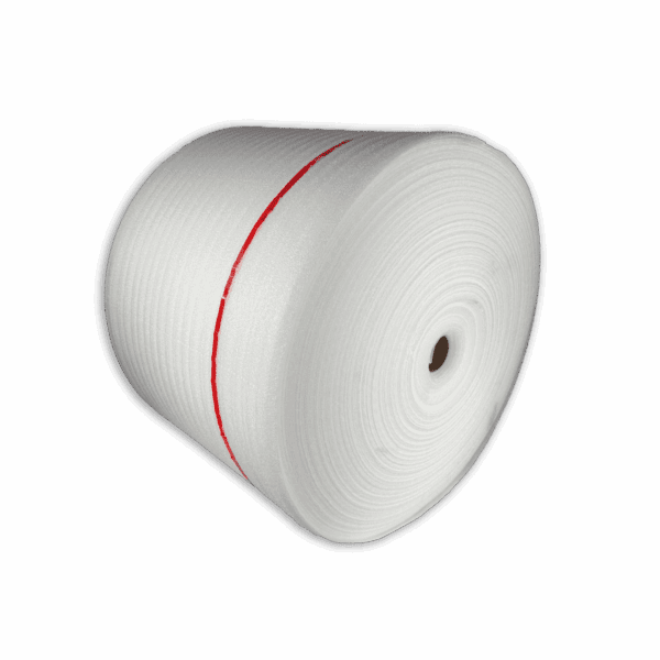White polyethylene foam roll with red stripe