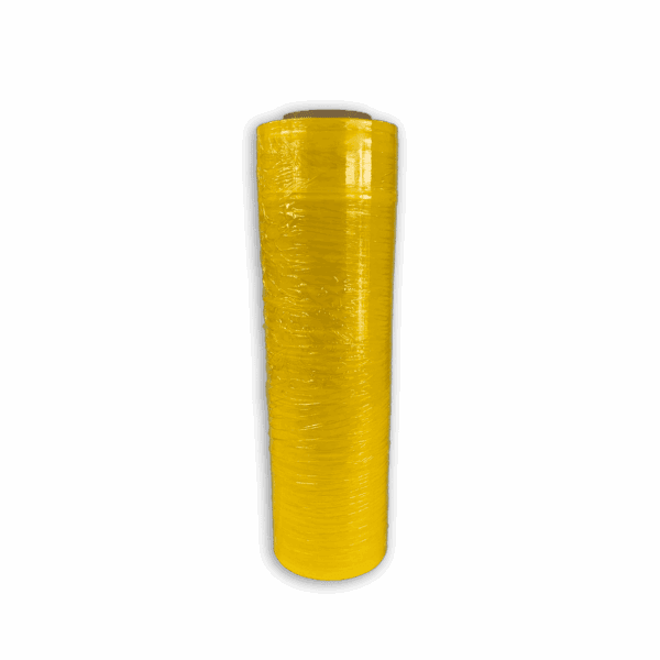 Tall, yellow textured cylindrical object against a black background.